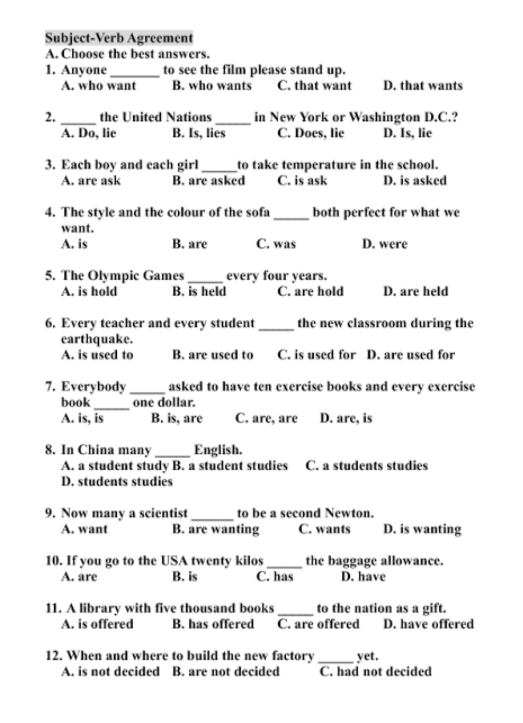 Worksheet For Class 8 English